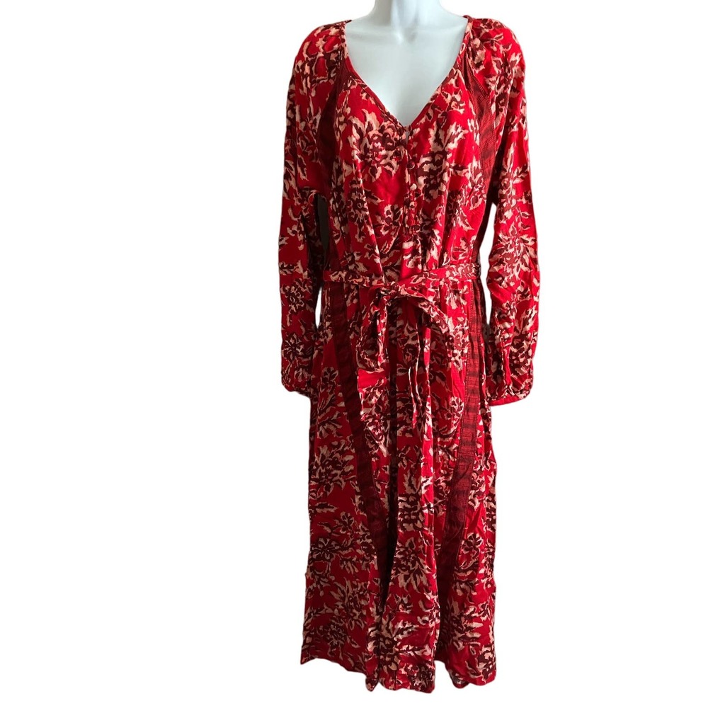 New Knox Rose Lively Red Long Sleeve Dress Small